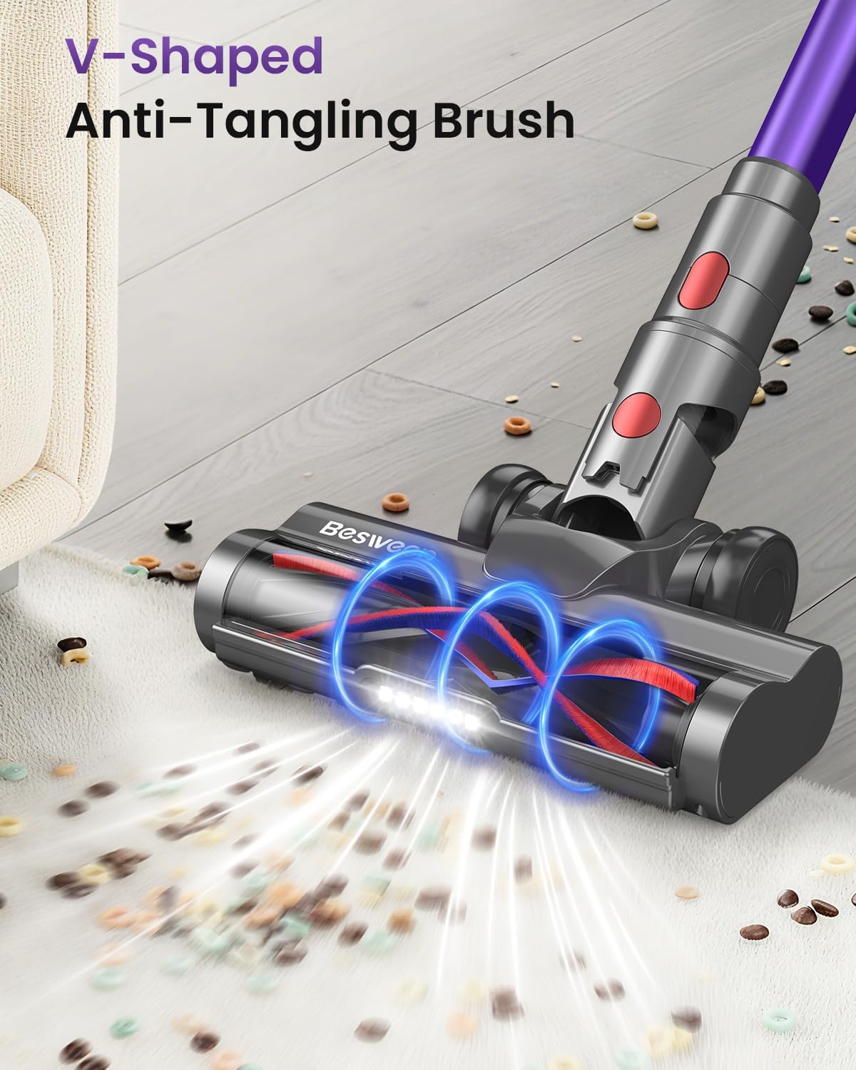 Cordless Vacuum Cleaner 55Kpa/650W/70Mins,1.8L Self Standing Stick Vacuum,Upgraded Vacuum Cordless with Hurricane Mode,Touch Screen,Anti-Tangle Wireless Vacuum,Vacuum Cleaners for Home/Pet Hair/Carpet