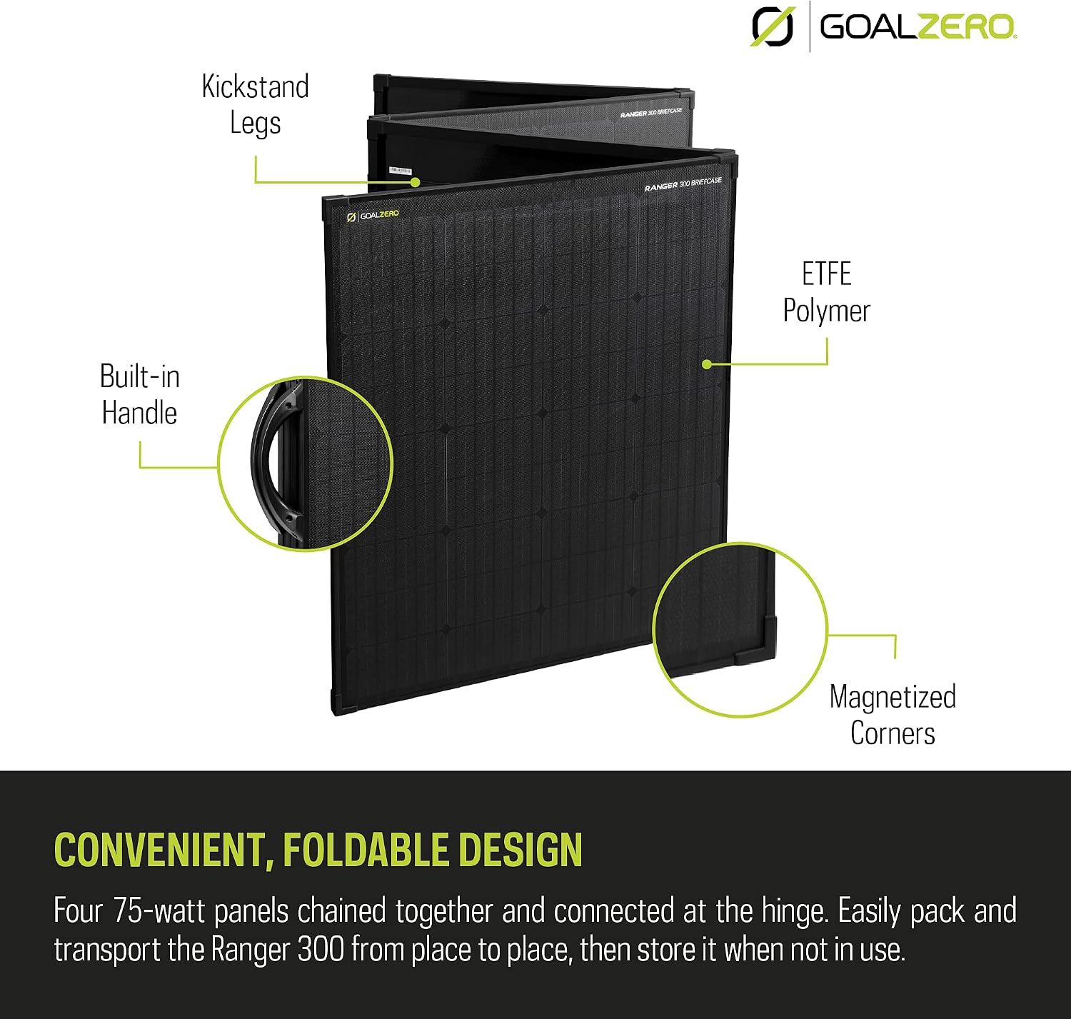 Goal Zero Ranger 300 Briefcase Solar Panels, Portable 300-Watt Solar Panels, Flexible Solar Panel for Outdoor Charging Station