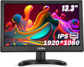 JaiHo 13.3-Inch IPS LED Security Monitor, 1080P Full HD Portable Screen with Metal Housing & Mirror Flip, BNC HDMI VGA AV USB, Small HDMI Monitor with Built-in Speakers for PC Raspberry Pi