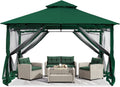ABCCANOPY Gazebos for Patios 10x10 - Outdoor Steel Frame Gazebo with Mosquito Netting for Lawn Backyard Garden Deck (Forest Green)