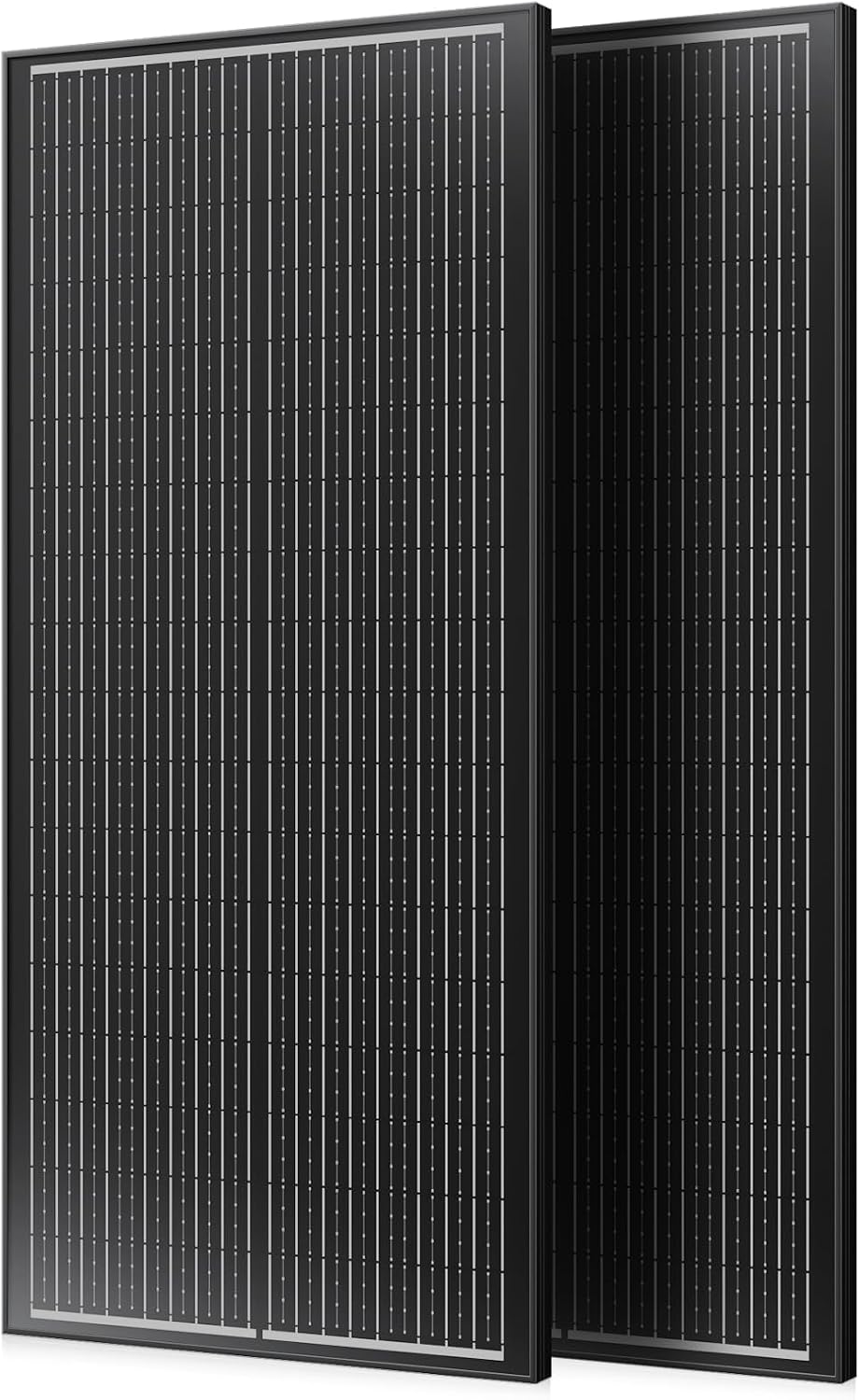 18BB 200W Solar Panel, 2Pcs N-Type 12V/24V 100 Watt Solar Panels, 25% High Efficiency Monocrystalline Solar Module, for RV, Boat, Marine, Trailer, Farm, Rooftop and Home Off-Grid System