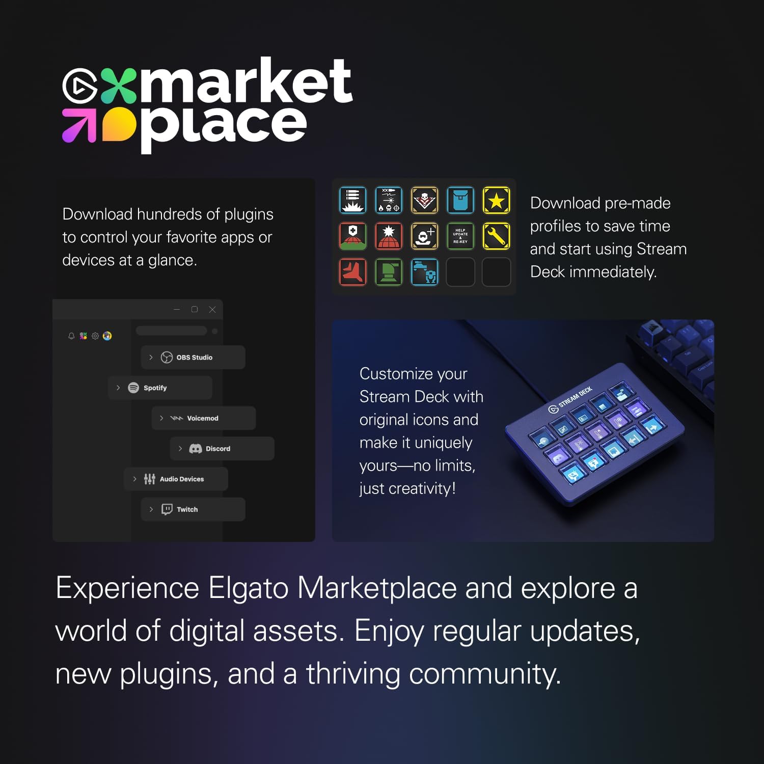 Elgato Stream Deck Scissor Keys—Workflow Controller with Customizable Macro Keys for OBS, Twitch, Discord, Teams, Photoshop, and More—USB-C, Windows 10, macOS 13 or Later