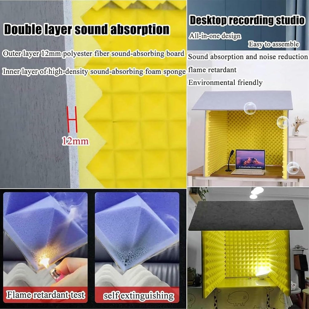 Desktop Self Made Sound Vocal Booth, Portable Recording Studio Isolation Shield Box, Soundproof Cover for Microphone Singing Gaming and Broadcasting