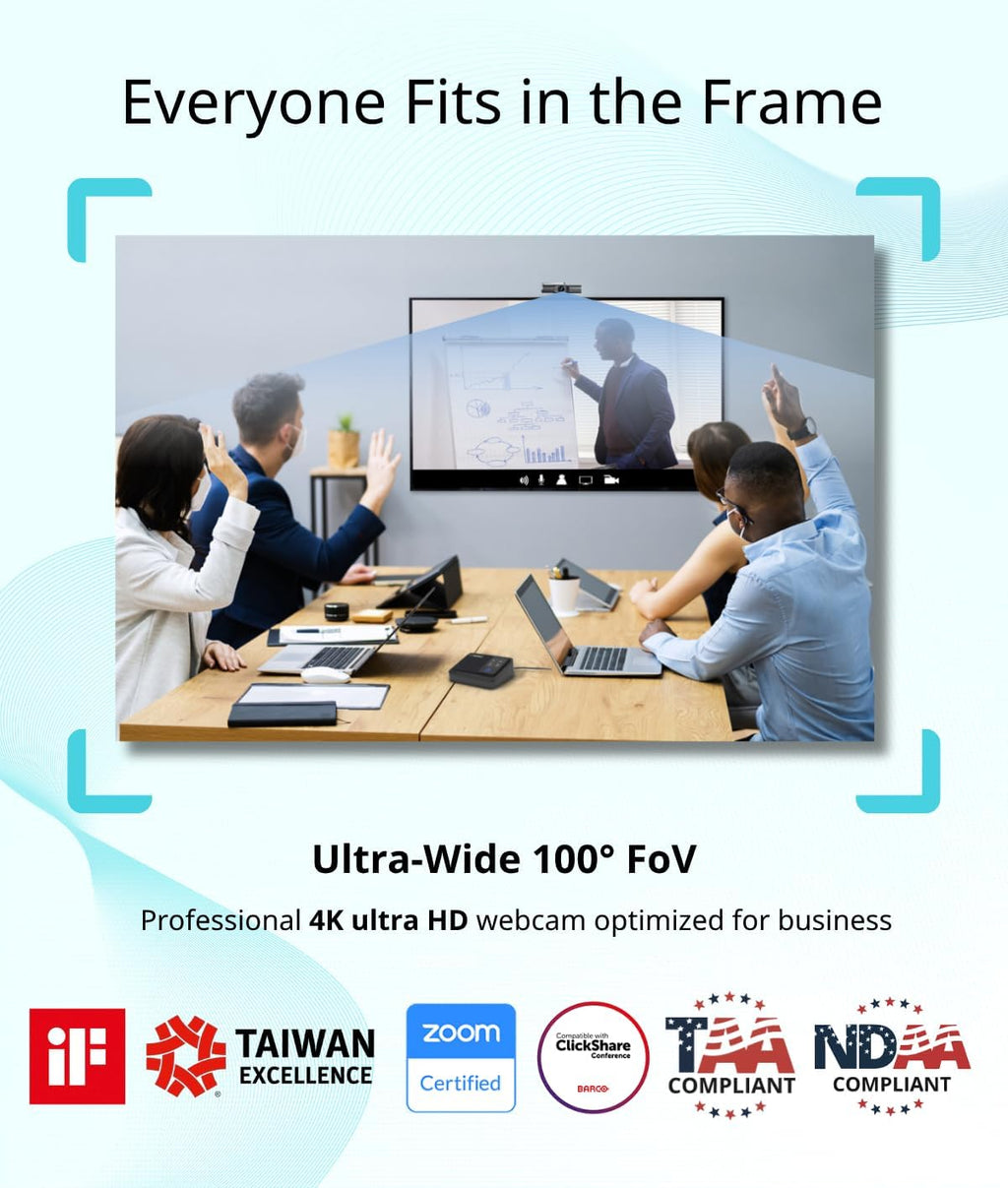 AVerMedia PW515 4K Ultra HD Business Webcam with Microphone for PC/Desktop/Laptop/Mac, with AI Auto Framing for Streaming, Meeting, Video Calls, Sony Sensor, Works with Teams, Zoom, Google Meet, OBS
