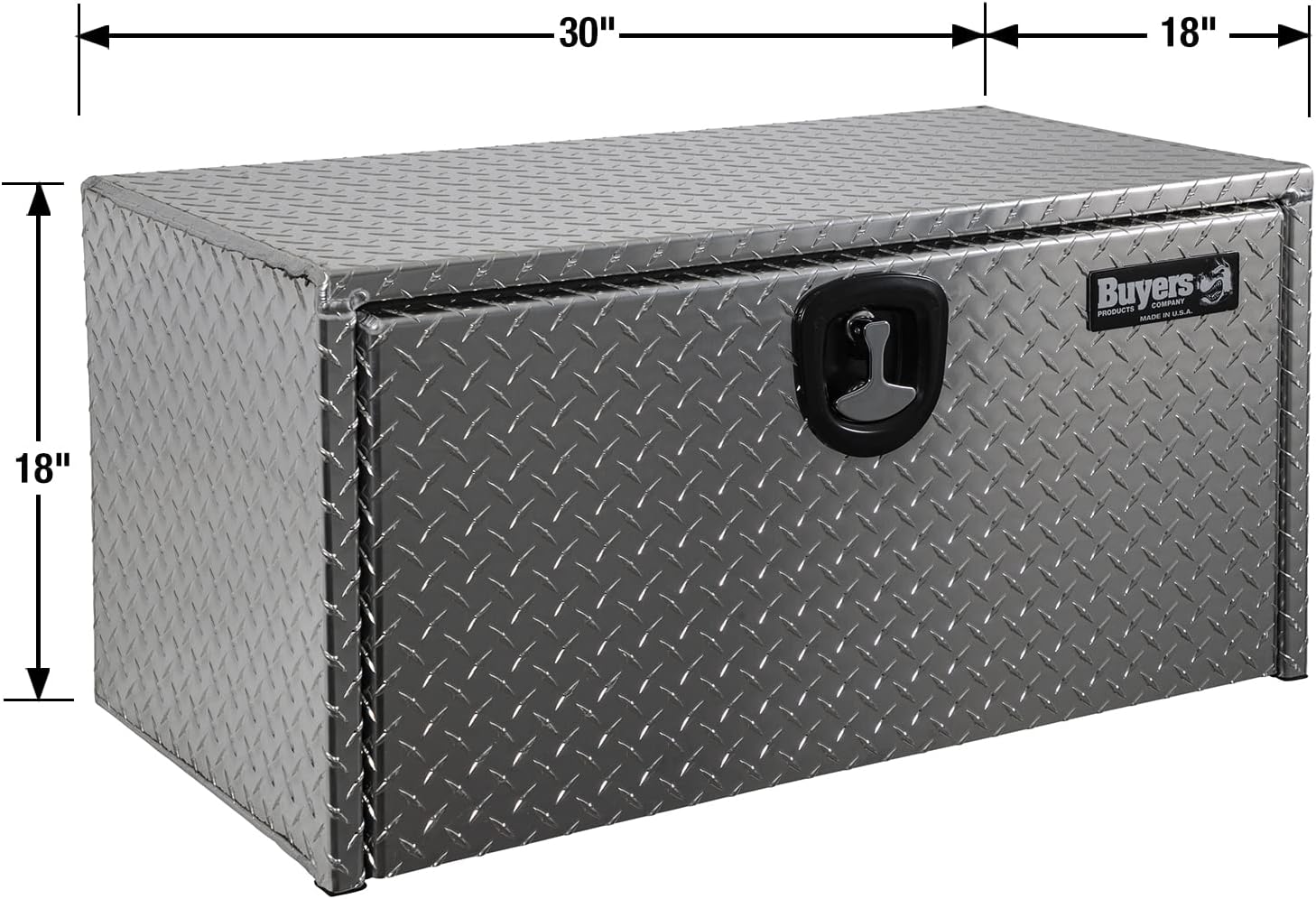Buyers Products 1705103 Diamond Tread Aluminum Underbody Truck Tool Box, 18 x 18 x 30, Made in USA, .100 in. Thick, Corrosion-Resistant, Locking Compression Latch – Secure Storage for Work Trucks