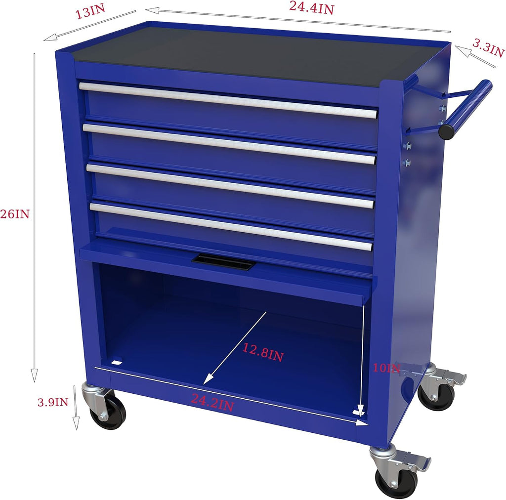 Campfun 238PCS Tool Set, 4 Drawers Rolling Tool Box with Tool Sets, Metal Tool Storage Cabinet for Home, Tool Cart Mechanics Kit Organizer for Garage Workshop Repair Shop, Blue