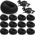 Realspring 6 9 12 Pcs Inflatable Bean Bag Chairs for Adults with Electric Air Pump, Blow up Couch Folding Portable Inflatable Couch Lazy Sofa for Outdoor Movie Night Camping(Black,12 Pcs)
