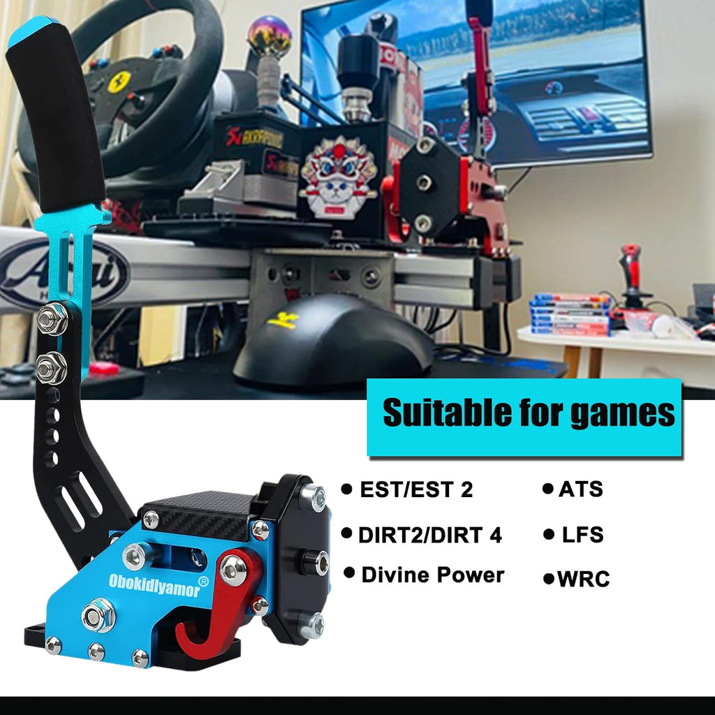 Obokidly Upgrade USB Handbrake Support G923 2 IN 1 Compatible With XBOX ONE/XBOX ONE S AND PC For Simracing Game Sim Rig With Clamp ;With Plate (Blue-3)