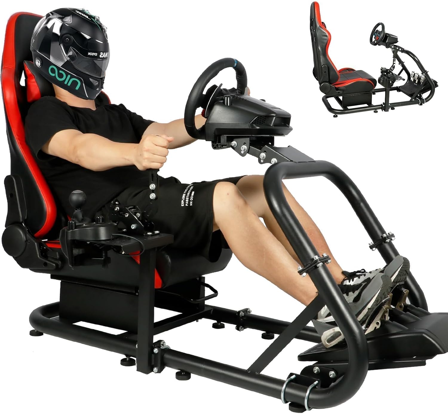 Dardoo G29 Racing Simulator Cockpit with Seat Fit for Thrustmaster T300RS, for Logitech G25 G27 G920 G923, for Fanatec, Ultra-Sturdy Alloy Steel Steering Wheel Stand,Without Wheel,Pedal & Handbrake