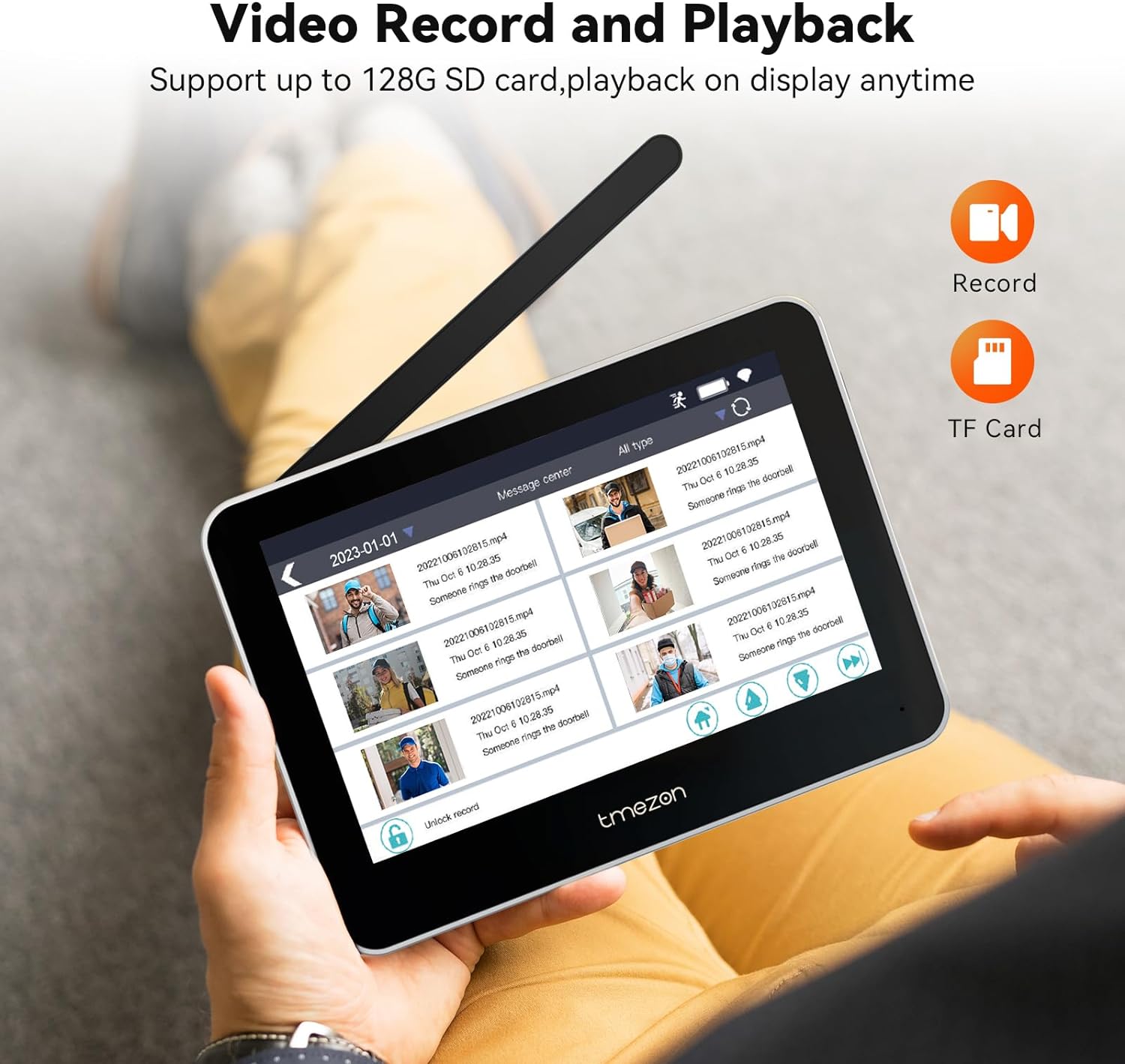 Tmezon Wireless Video Doorbell with Camera and Monitor WiFi Doorbell Intercom System, 1080P Camera with Monitor, Video Door Phone 7''Touch Screen, Motion Detection, No Monthly Fees, Tuya APP 2.4G/5G