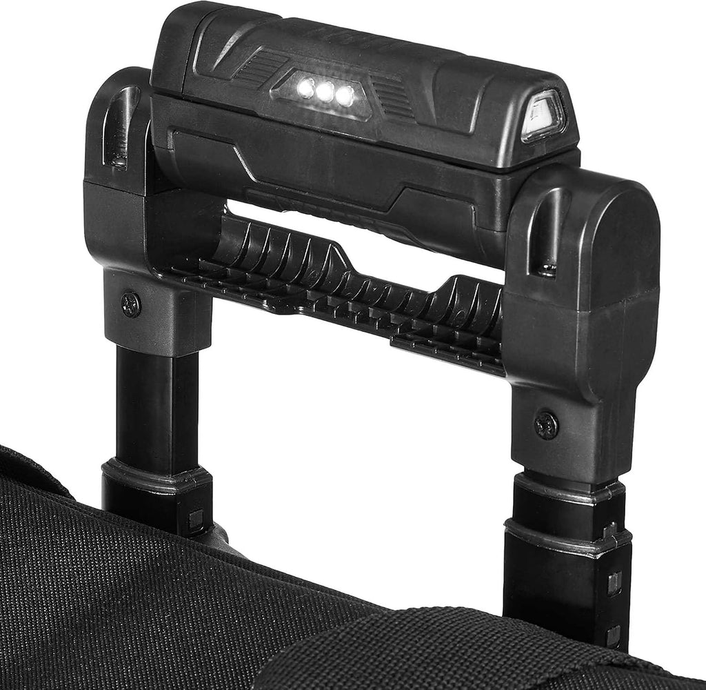 Amazon Basics Tool Storage Rolling Bag with LED Light, 20 Pockets, Adjustable Shoulder Strap, Black