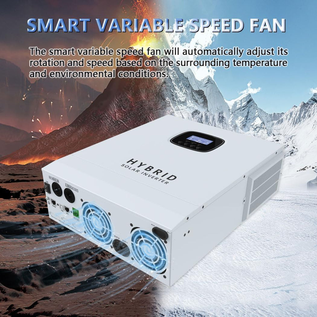 Y&H 5000W Hybrid Solar Inverter AC 120V to DC 48V, UL1741, Battery-Free Operation Supported, with 80A MPPT Charging 6000W PV Input, 11kW Peak, Lithium/Lead-Acid Compatible, for Home, RV, Off-Grid Use
