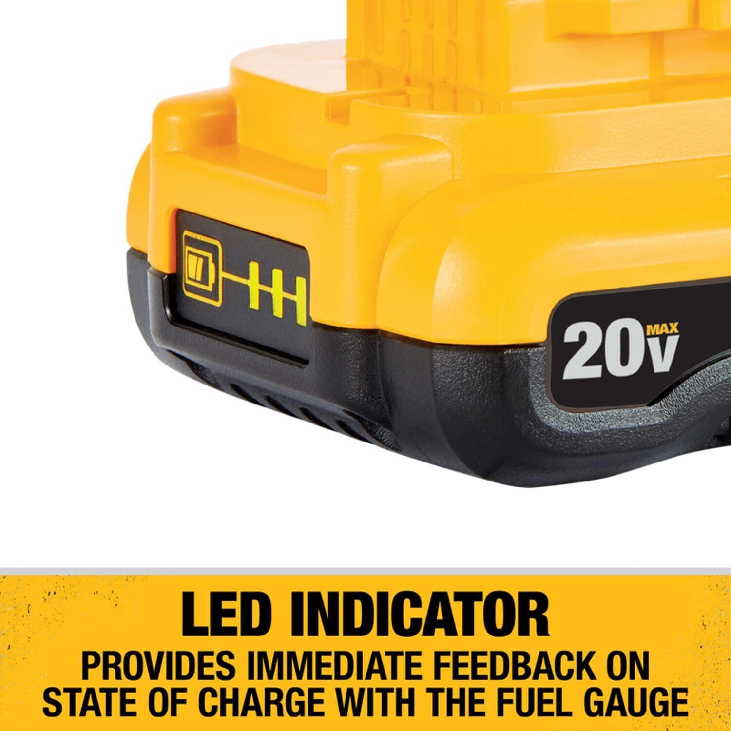 DEWALT 20V MAX Battery Pack with Charger, 3 Ah, Extra Long Run Time (DCB230C)