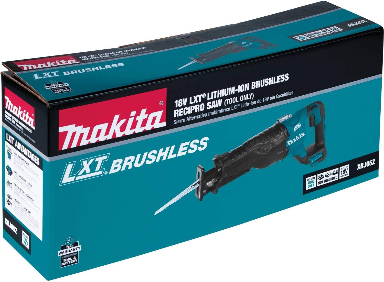 Makita XRJ05Z 18V LXT Lithium-Ion Brushless Cordless Recipro Saw, Tool Only
