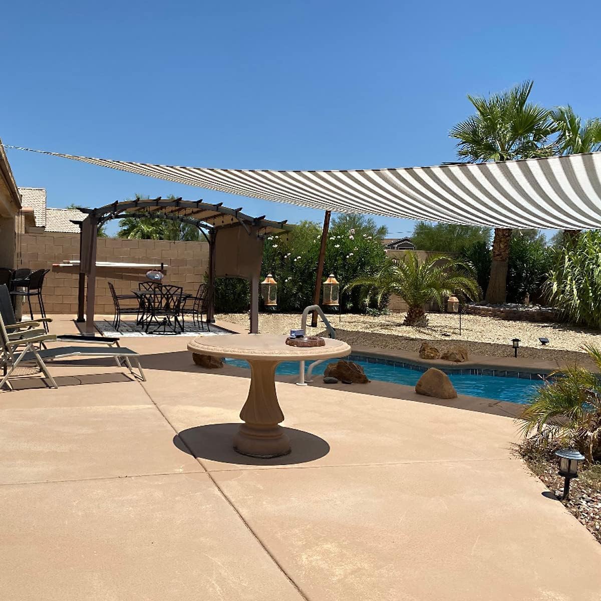 Quictent 185G HDPE Square Sun Shade Sail Canopy 98% UV Block Outdoor Patio Garden with Hardware Kit (White and Grey), 20X20FT