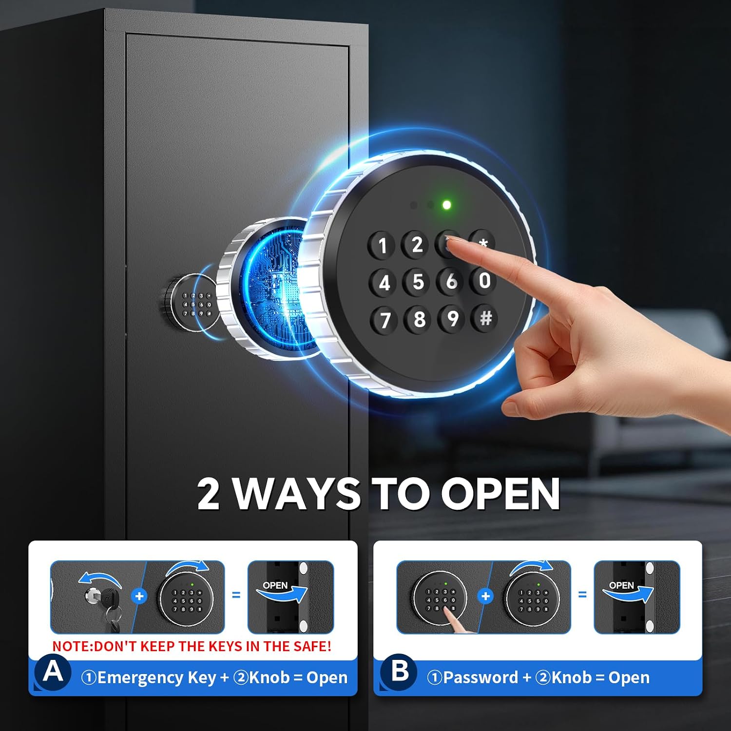 8-10 Gun Rifle Safe for Home Security, Gun Safe for Rifles and Pistols - Quick Access Digital Keypad | Easy Assembly Gun Safe with Adjustable Shelves (Fits Shotguns & Ammo)