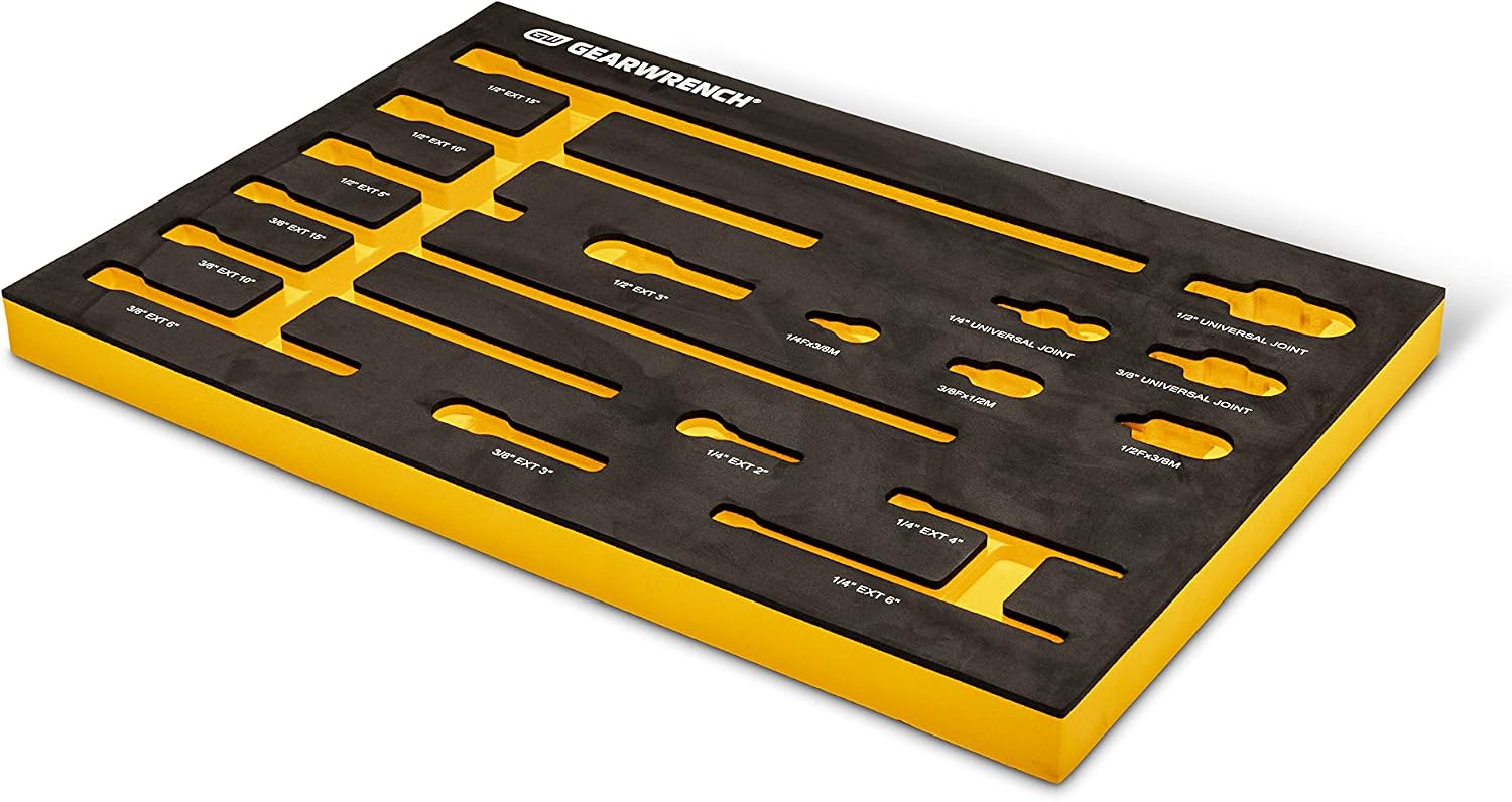GEARWRENCH 17 Piece 1/4', 3/8', 1/2' Impact Drive Tool Accessories Set with EVA Foam Tray - 86524