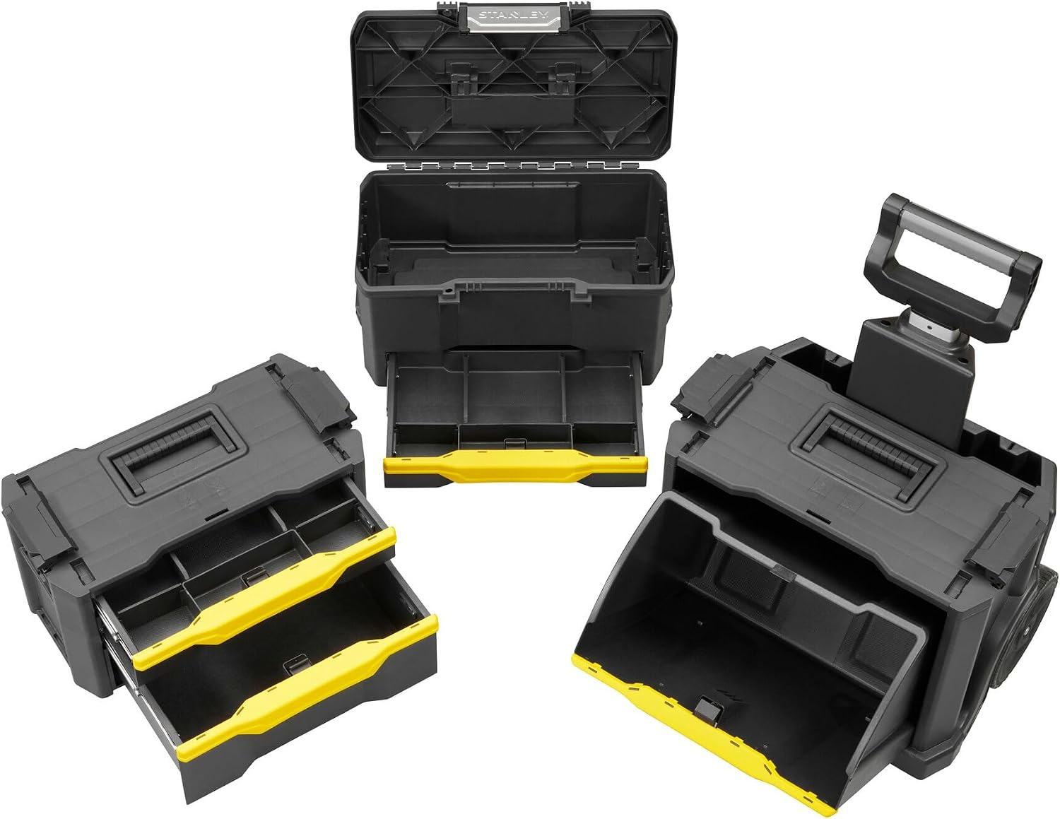 STANLEY Rolling Workshop Toolbox, Detachable Toolbox with Drawers, Flip Bin, Back Pocket, 7 Heavy Duty Wheels, 1-79-206