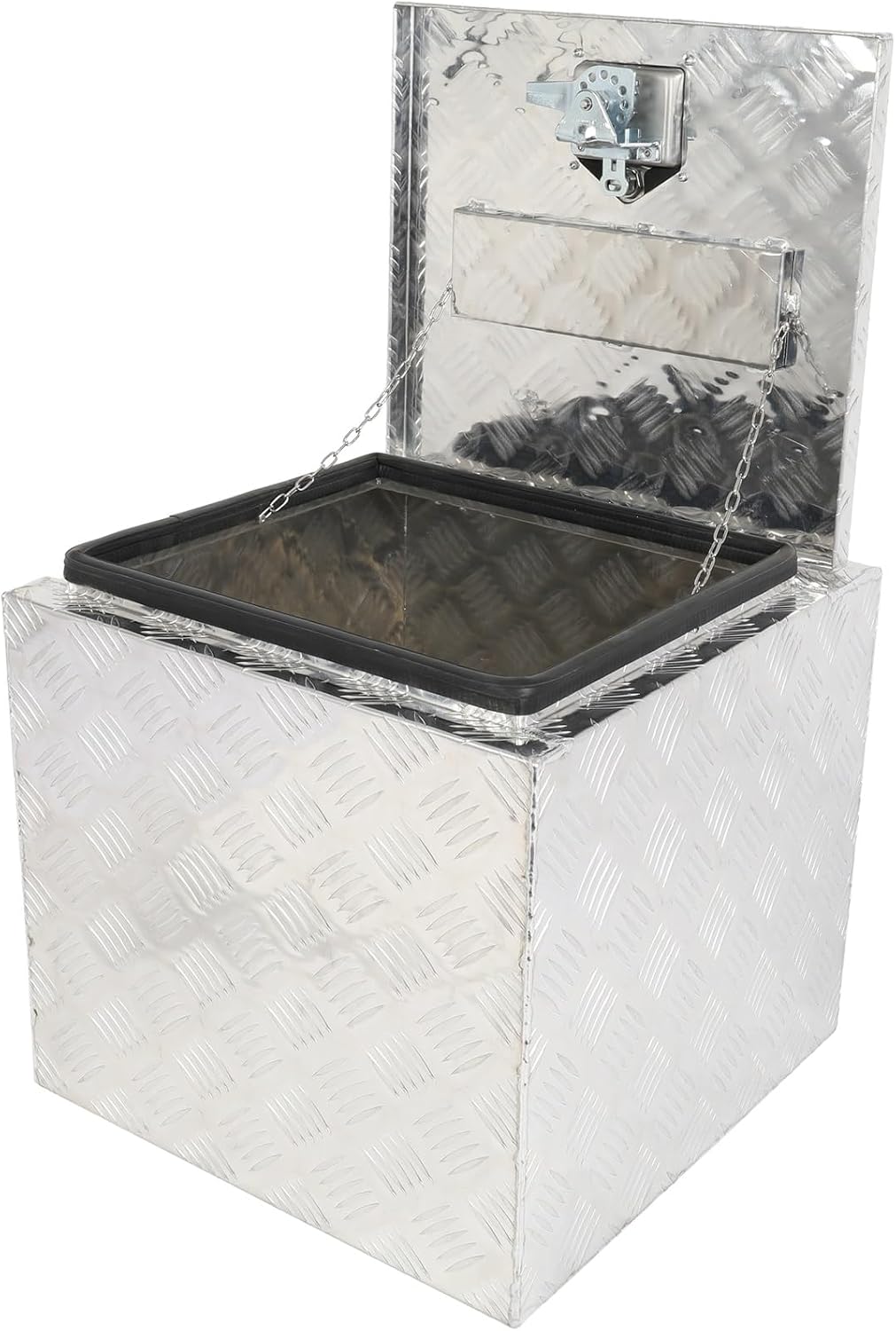 SCITOO 18 Inch Diamond Plate Truck Bed Tool Box,Heavy Duty Aluminum Crossover Storage for Most Full Size Pickups,Lockable Weatherproof Chest,Fits 18' Truck Beds,Easy Access to Load and Unload
