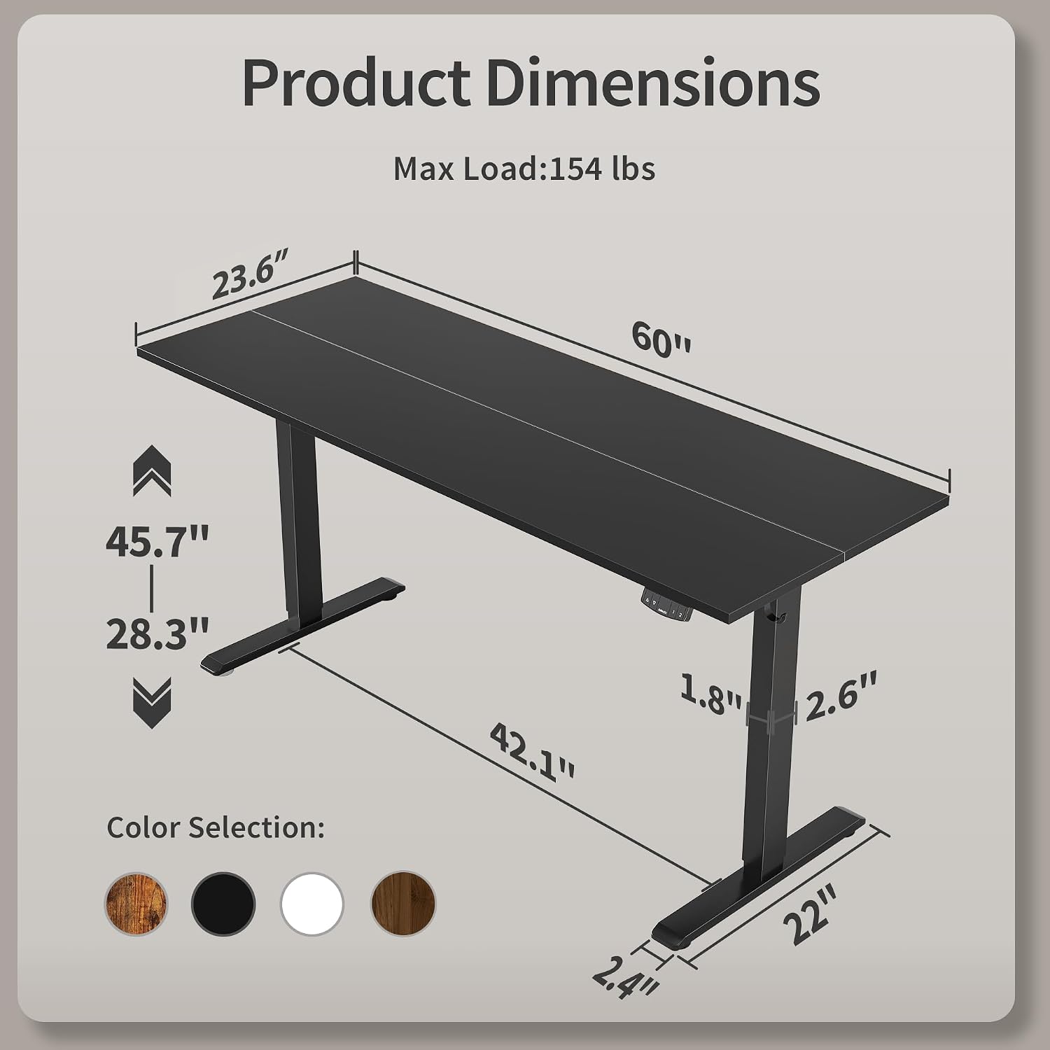 Agilestic Electric Standing Desk, 60 x 24 Inches Height Adjustable Desk, Sit Stand up for Work Office Home, Ergonomic Rising Computer Table with Memory Preset, Black