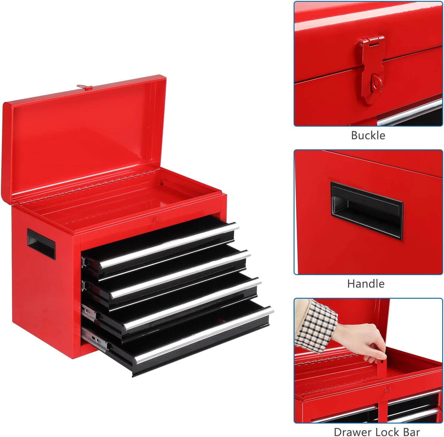 TUFFIOM 5-Drawer Rolling Tool Chest, Tool Storage Cabinet w/Drawers, Lockable Wheels, Detachable Top & Adjustable Shelf, Mechanic Tool Organizer Box for Garage, Workshop, Warehouse & Repair Shop