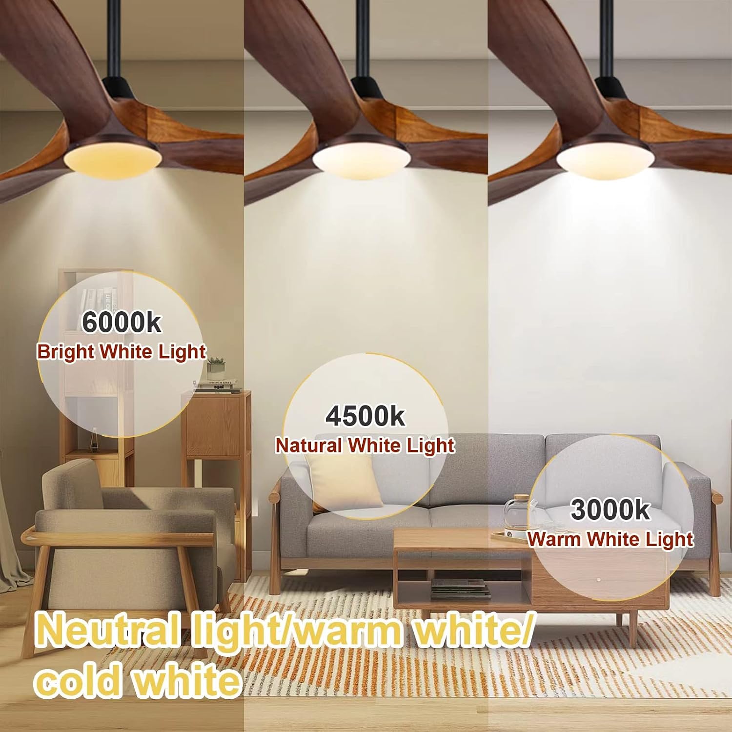 Farmhouse Ceiling Fans with Lights, 60 inch Outdoor Ceiling Fan for Patios with Light, 3 Blades Wood Ceiling Fan Damp Rated Large Airflow Commercial Ceiling Fans for Exterior House Porch Gazebo