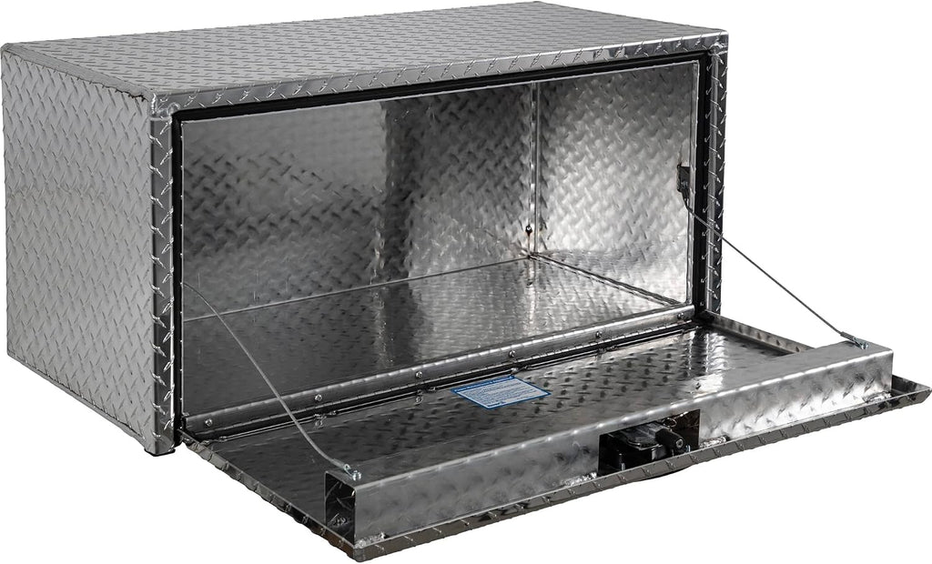 Buyers Products 1705105 Silver Diamond Tread Aluminum Underbody Truck Box with T-Handle Latch, 18 x 18 x 36 Inch, Durable Contractor Toolbox For Organization And Storage, Job Tool Chest