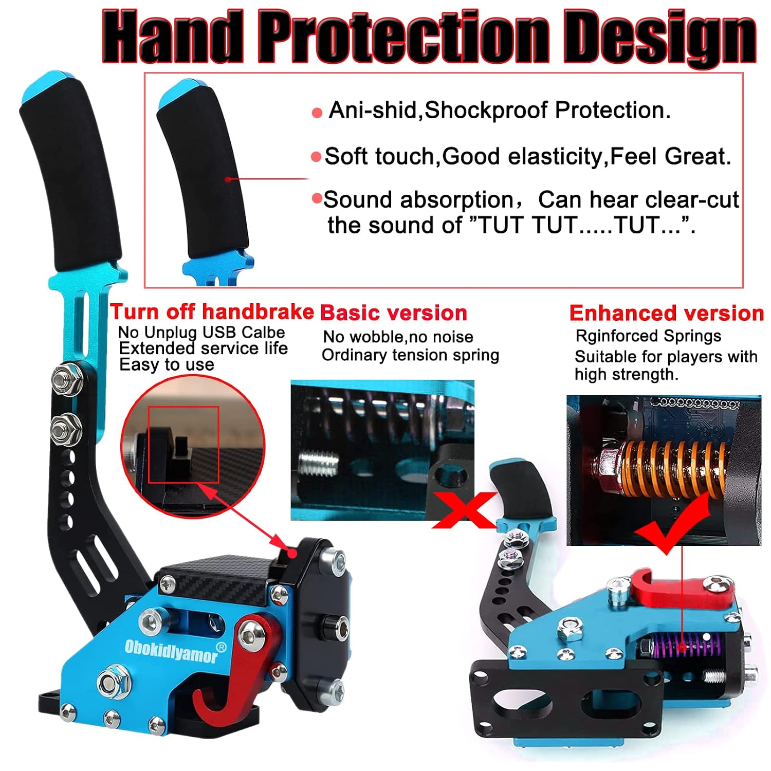 Obokidly Upgrade USB Handbrake Support G923 2 IN 1 Compatible With XBOX ONE/XBOX ONE S AND PC For Simracing Game Sim Rig With Clamp ;With Plate (Blue-3)