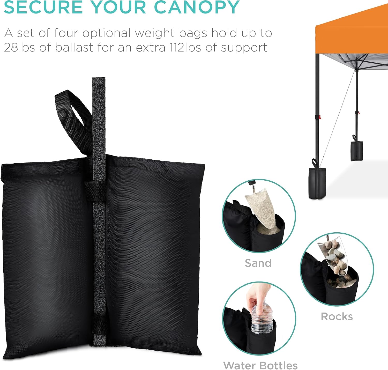 Best Choice Products 12x12ft Pop Up Canopy Tent, Outdoor Shade, 1 Person 1 Minute Set Up, Carry Case, 4 Weight Bags - Orange