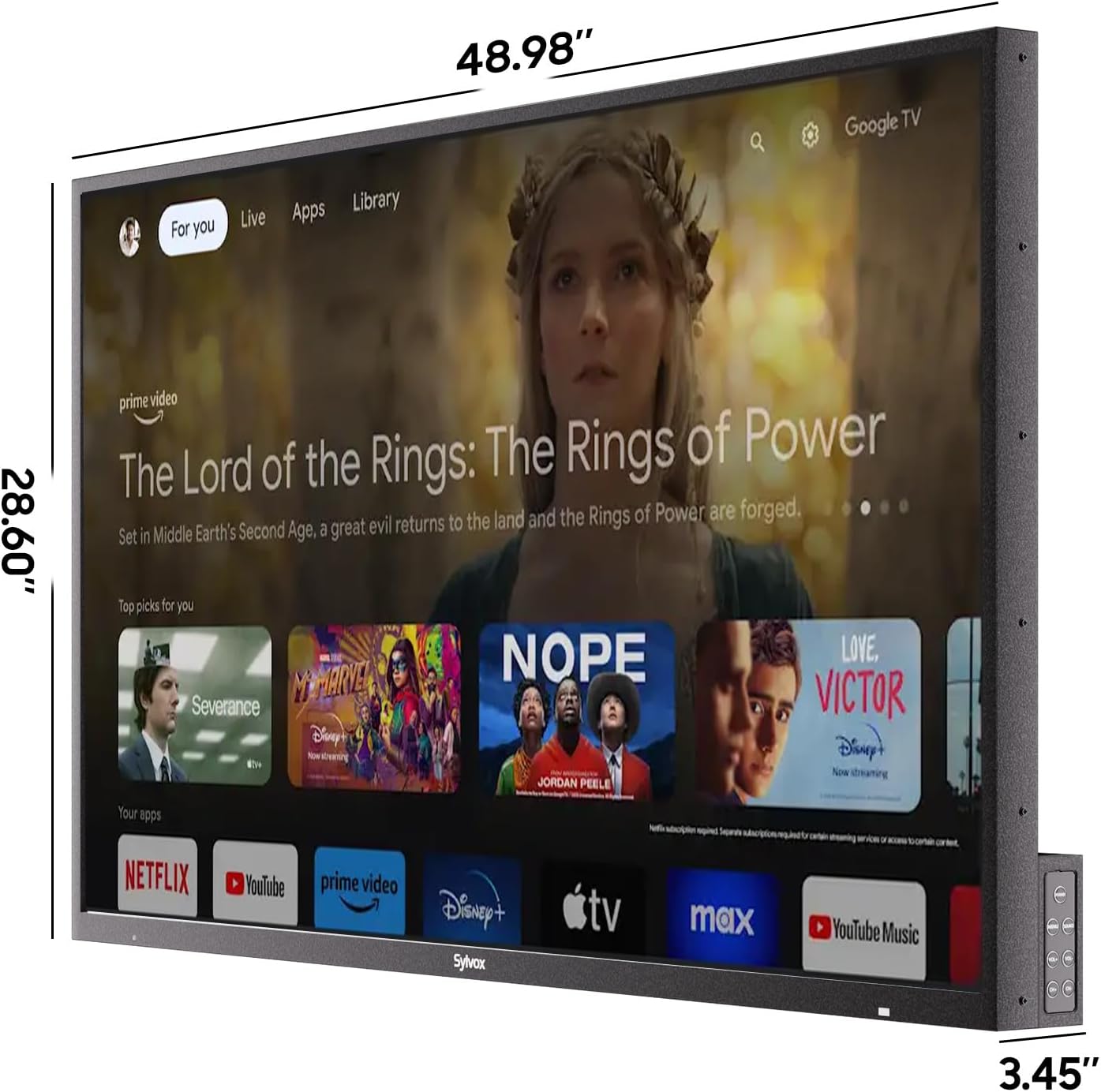 SYLVOX Outdoor TV with Wall Mount & Cover, 55 inch Smart QLED TV, 2000 Nit Full Sun, Weatherproof, 4K UHD, IP56 Waterproof, Commercial Grade (2026 Model)