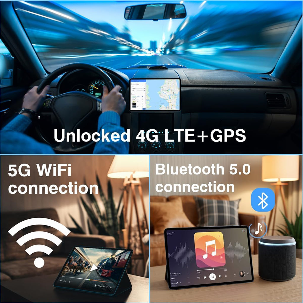 Android Tablet with SIM Card Slot Unlocked, 12 Inch Large Screen 4G LTE Cellular Tablet with Android 13 16GB(8+8 Virtual) RAM 256GB ROM GPS WiFi BT 8000Mah 2K Display for Adults Kids