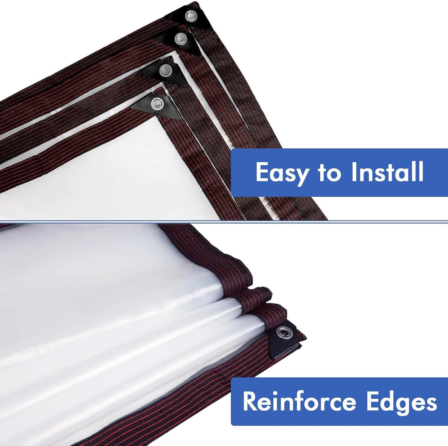 Outdoor Garden Poly Cover UV Resistant Deck Porch Patio Gazebo Curtains Camping, 13x23 FT Clear Tarp Clear Tarps with Grommets, Clear PVC Vinyl Tarp Waterproof Heavy Duty