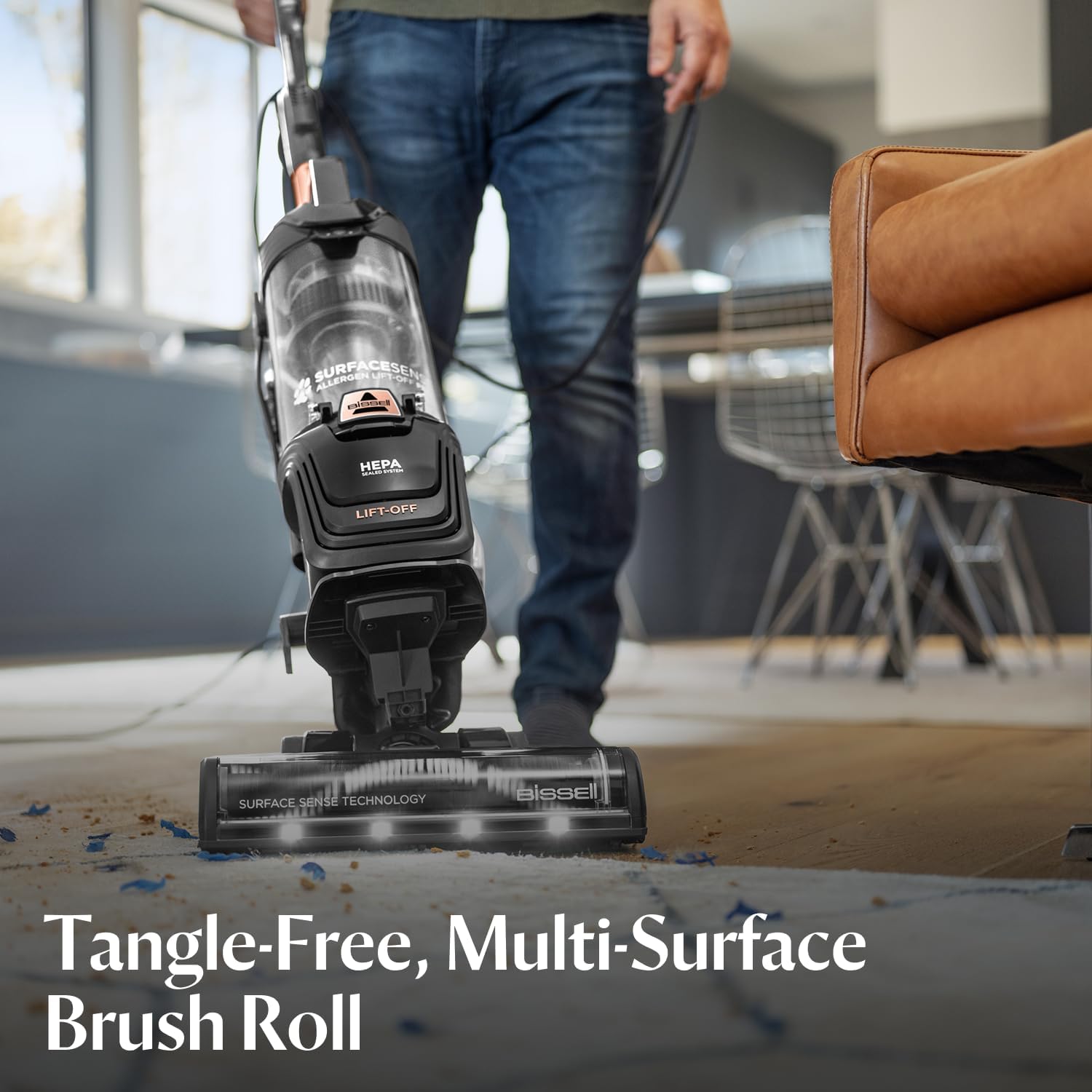 Bissell SurfaceSense Allergen Lift-Off Pet Upright Vacuum, with Tangle-Free Multi-Surface Brush Roll, LED Headlights, & Lift-Off Technology