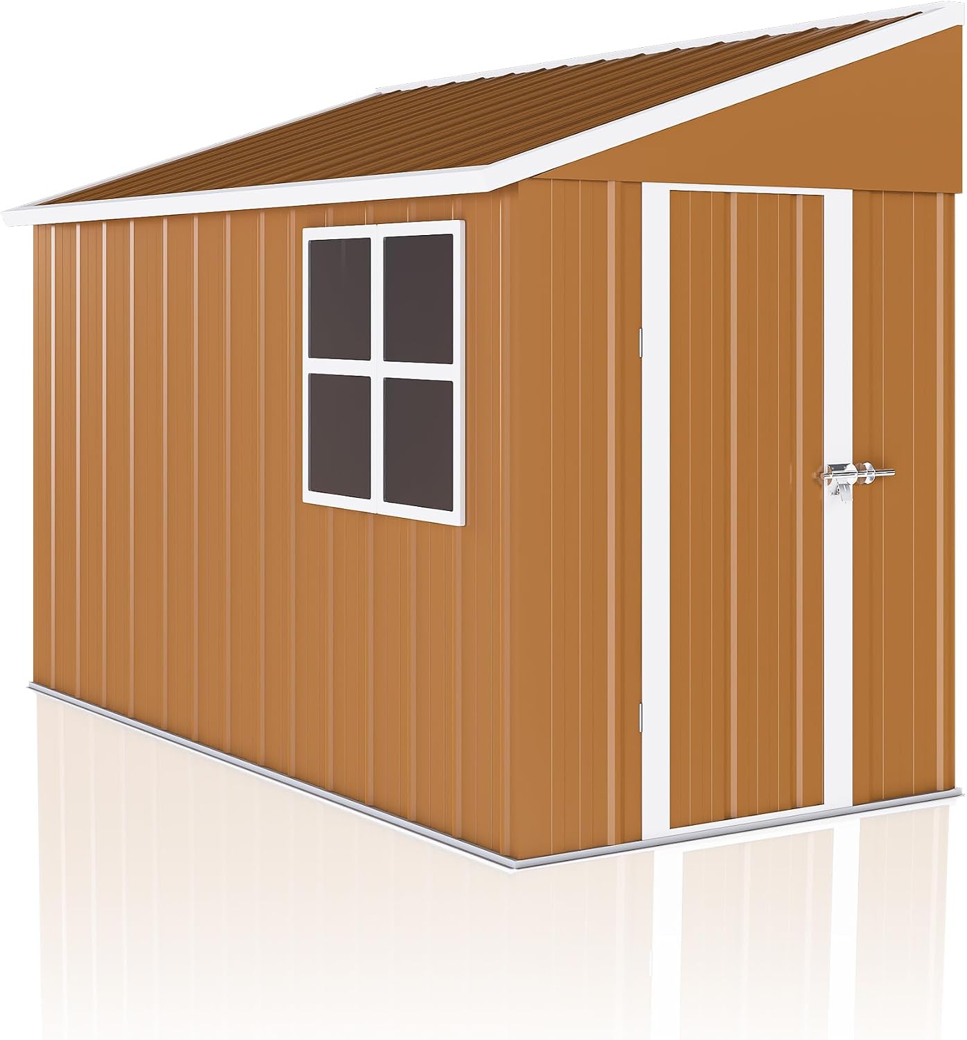 8x4 Outdoor Storage Shed, Heavy Duty Metal Shed, Lockable Garden Sheds with Sliding Door, Window and Airflow Design, Waterproof Steel Tool Sheds & Outdoor Storage for Backyard
