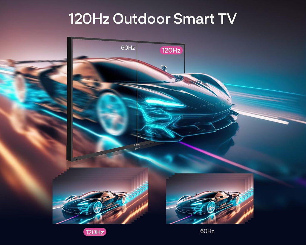 SYLVOX Outdoor TV with Soundbar & Cover, 75 inch 120Hz 4K Smart TVs, Weatherproof & IP55 Waterproof, Compatible with Google & Dolby Atmos, HDMI 2.1 & USB 3.0, 1000 Nits Outside TV for Gaming
