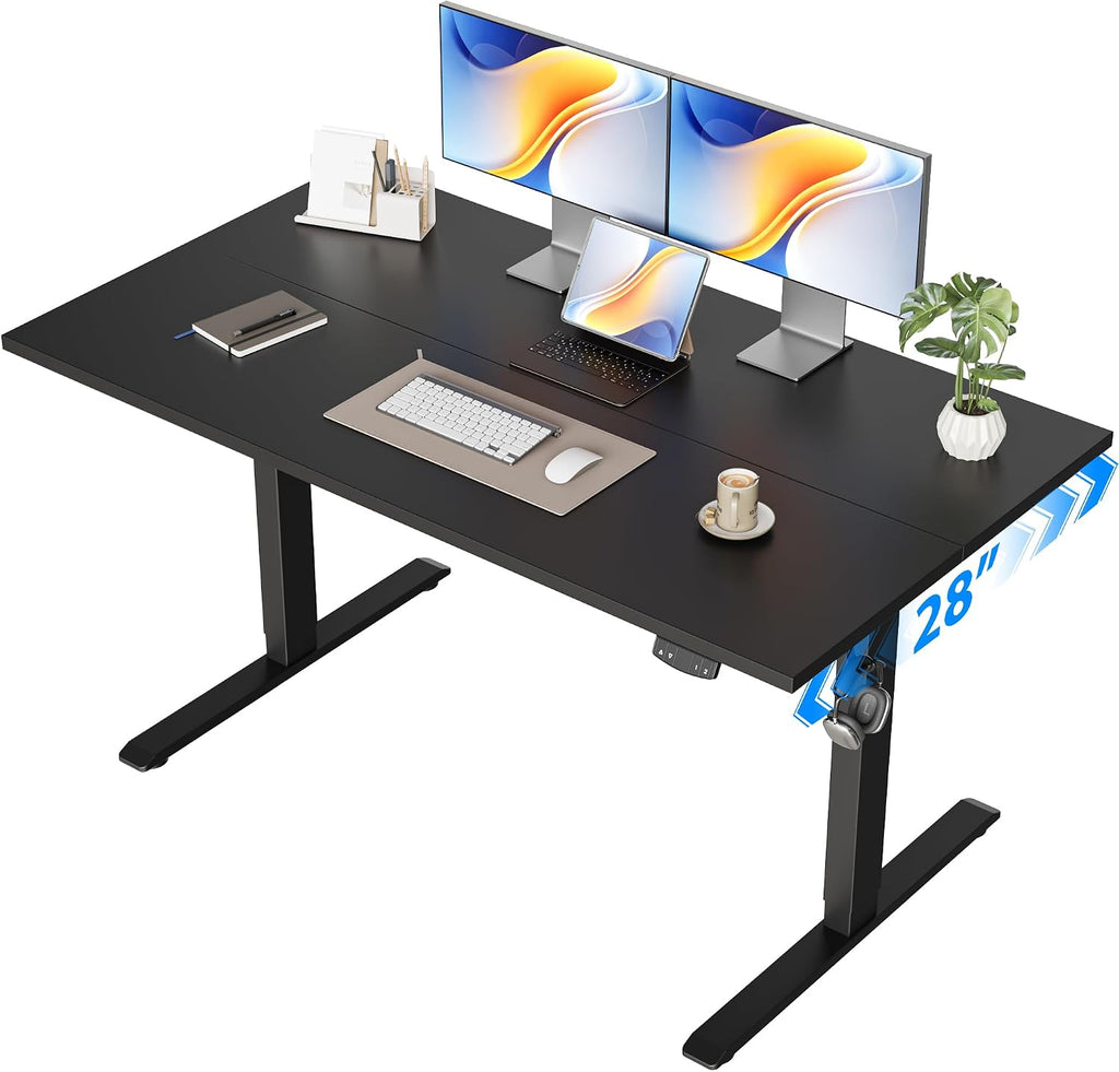 Agilestic Electric Standing Desk, 48 x 28 Inches Height Adjustable Desk, Sit Stand up for Work Office Home, Ergonomic Rising Computer Table with Memory Preset, Black