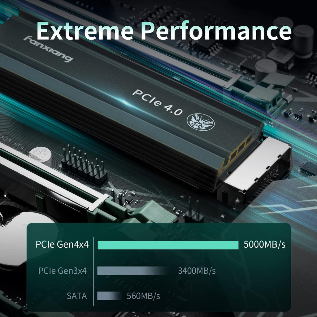 fanxiang S660 PCIe 4.0 2TB SSD for PS5 with Heatsink, Up to 5000MB/s, NVMe M.2 SSD Internal Gaming SSD NAND SLC Cache Suitable for PS5 Enthusiasts, Technology Enthusiasts, IT Professionals