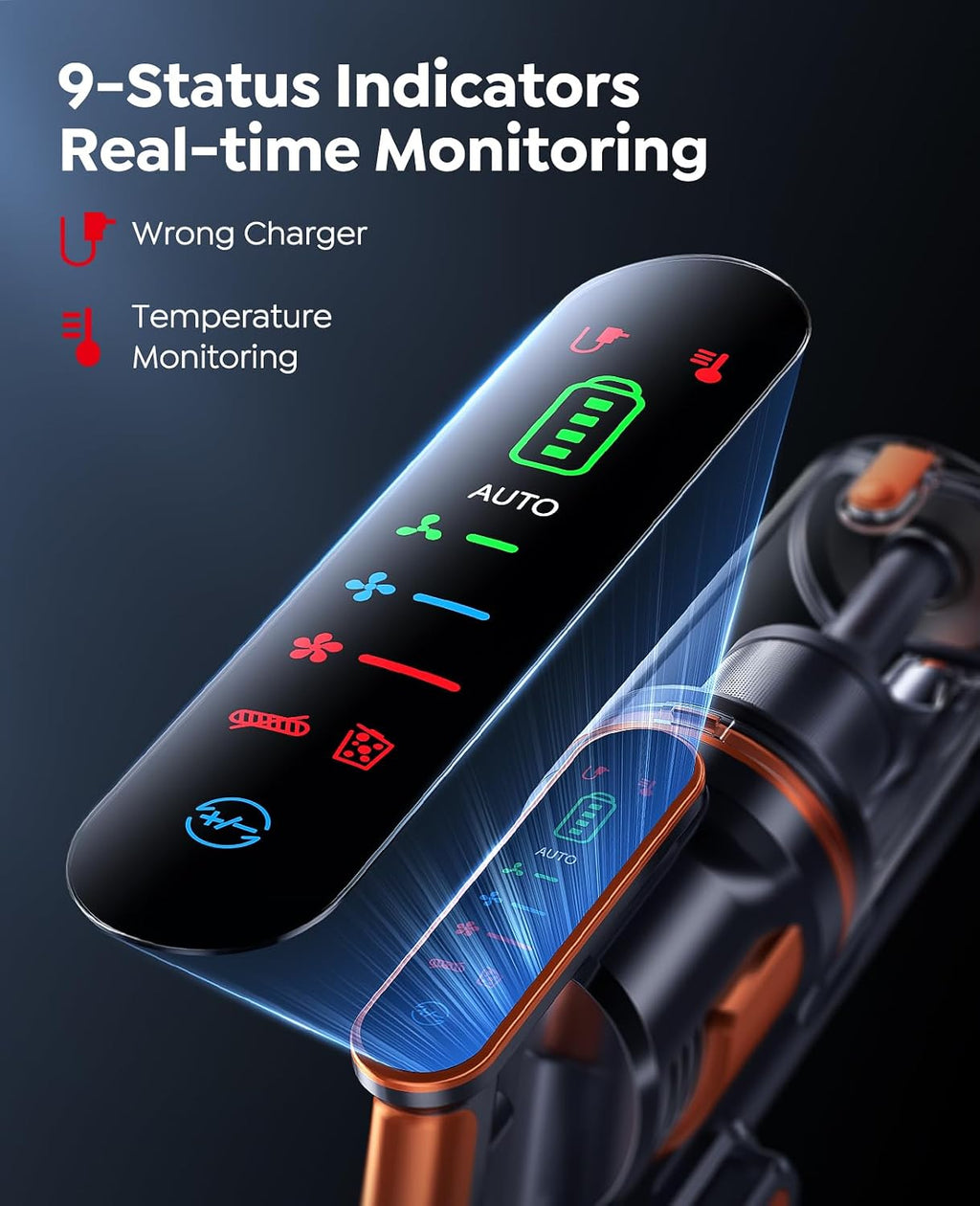 Fieety Cordless Vacuum Cleaner, 650W/55KPa/70Min Runtime Stick Vacuum with 3.3Ft Hose, Wall Mount Charging, Auto Mode, Touchscreen, Self-Standing Vacuum Cleaner for Home/Pet Hair/Carpet/Car, Fragrance