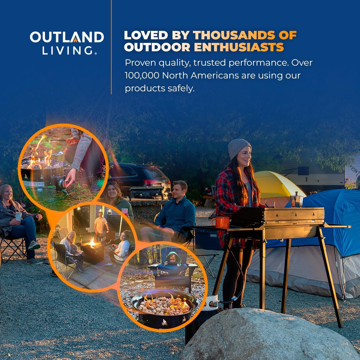 Outland Living Portable Propane Fire Pit, 19-inch, 58,000 BTU Smokeless Gas Firebowl | Perfect for Camping, Patio, Backyard, Tailgating, Deck, RV| Black 823 Standard