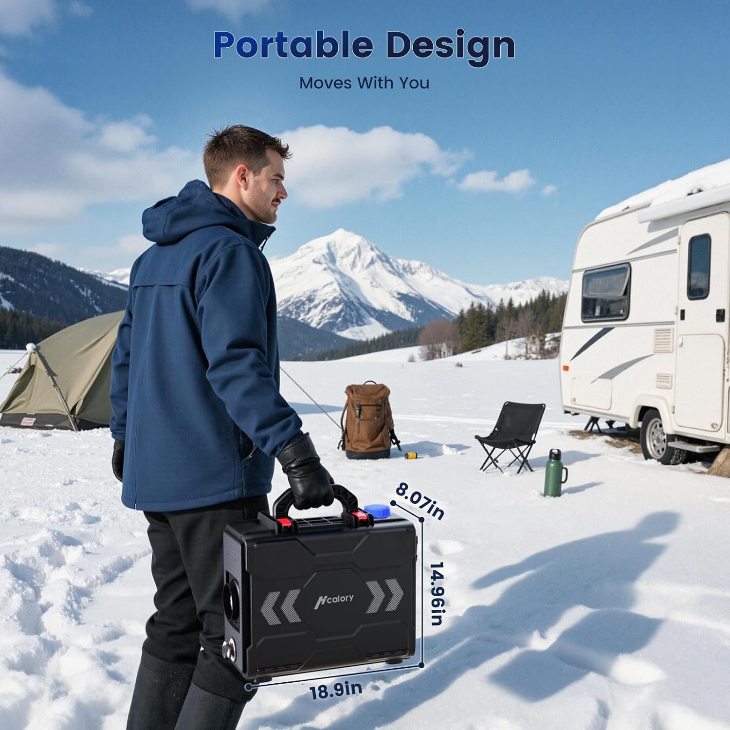 HCALORY 12V Portable Diesel Heater,Toolbox 2 Diesel Air Heater 8KW 6L All-in-One Parking Heater with APP Control Work at Altitude Max 20000 ft for Car Trucks RV and camper