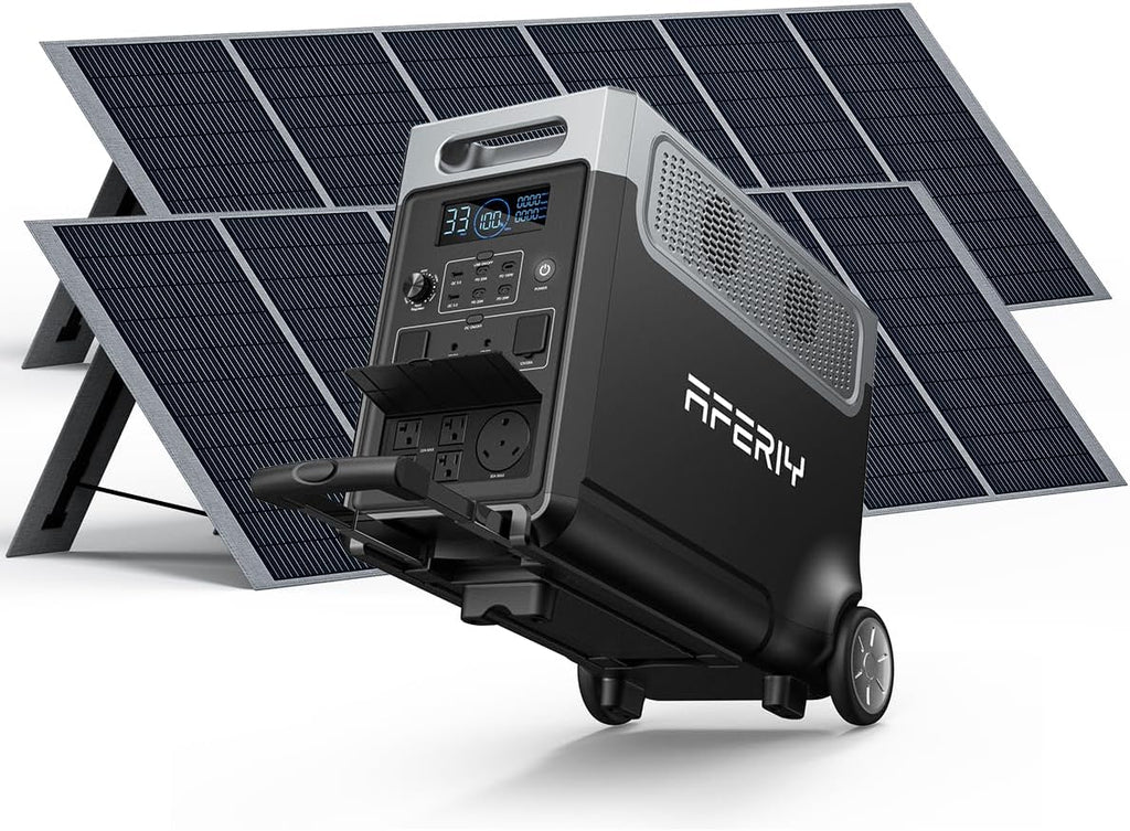 AFERIY Solar Generator 3840Wh Portable Power Station with 2X400W Solar Panel,AC Output with 120V,3600W LEP Battery,Solar Generator for Home Use,Outdoor Camping,Power Outage,Camping,RV