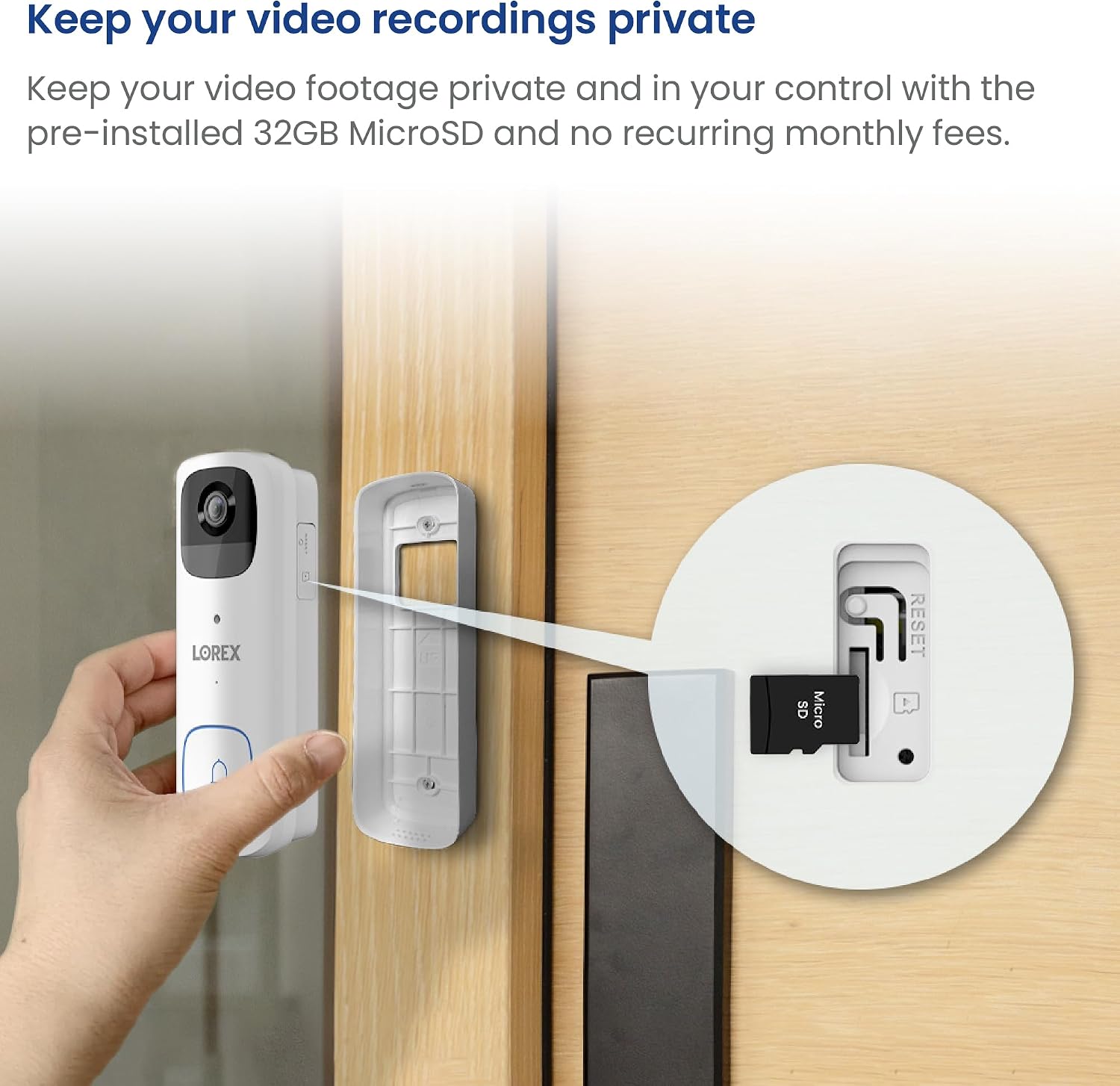 Lorex 2K Wireless WiFi Smart Video Doorbell Camera | No Subscription Fee | 32GB MicroSD Card Included | Smart Security Lighting | Night Vision | Battery-Powered | Motion Detection | Black