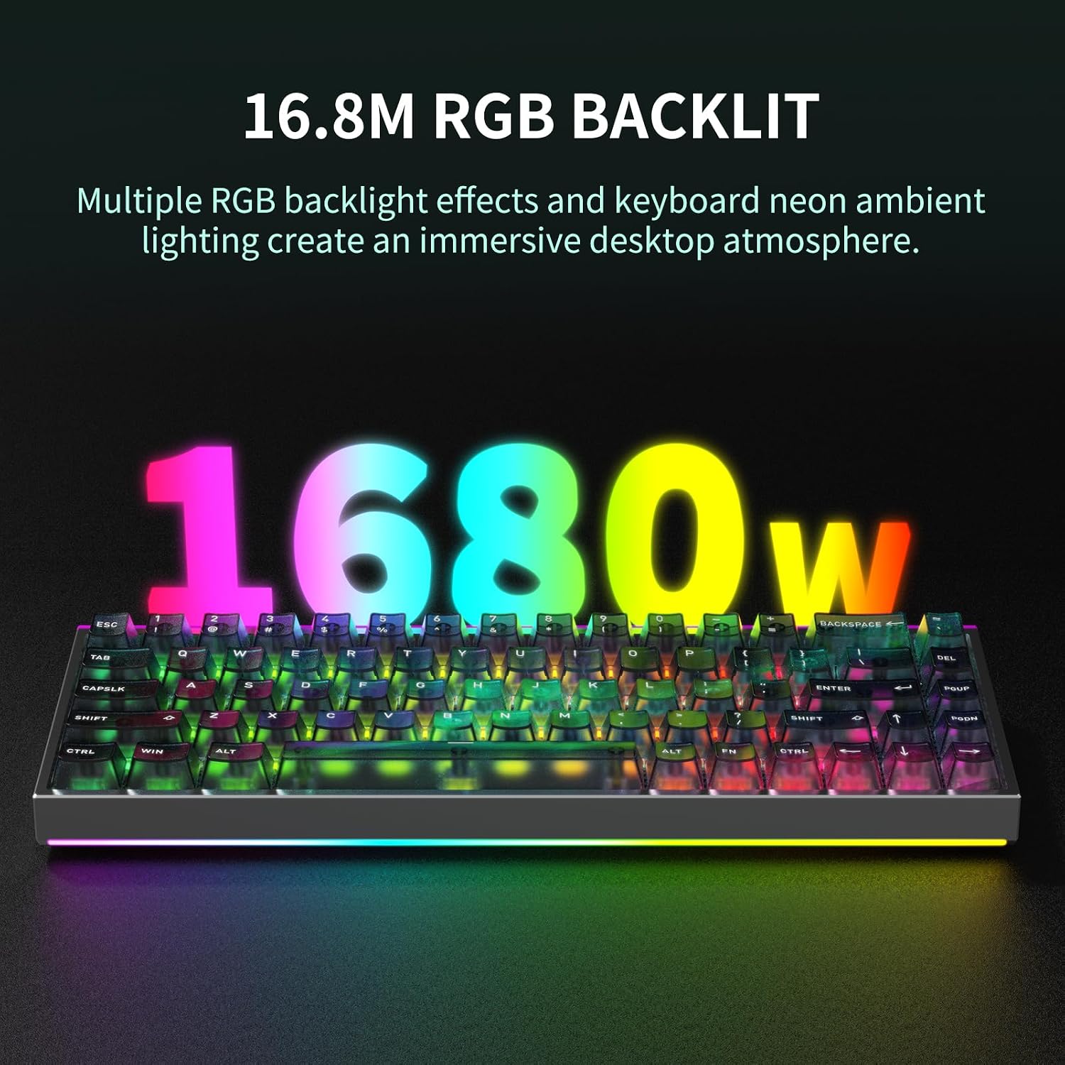 Hexgears MAG68-65% Mechanical Gaming Keyboard Wired, Magnetic Switch Hot-Swappable, Adjustable Rapid Trigger Mode, 8000Hz Polling Rate, All-Aluminum Case, 16.8M RGB Backlit&Strip - Aurora