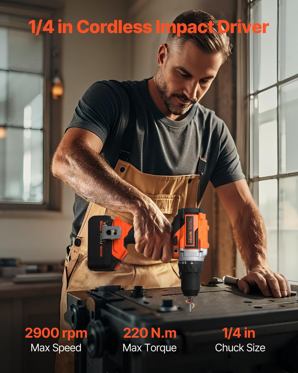 VEVOR Tool Combo Kit, 20V Max Cordless 2-Tool Combo Kit, with 1/2 in Impact Drill, 1/4 in Impact Driver, Compact Cordless Power with 4.0 Ah Batteries, Screws, Charger, and Cloth Bag