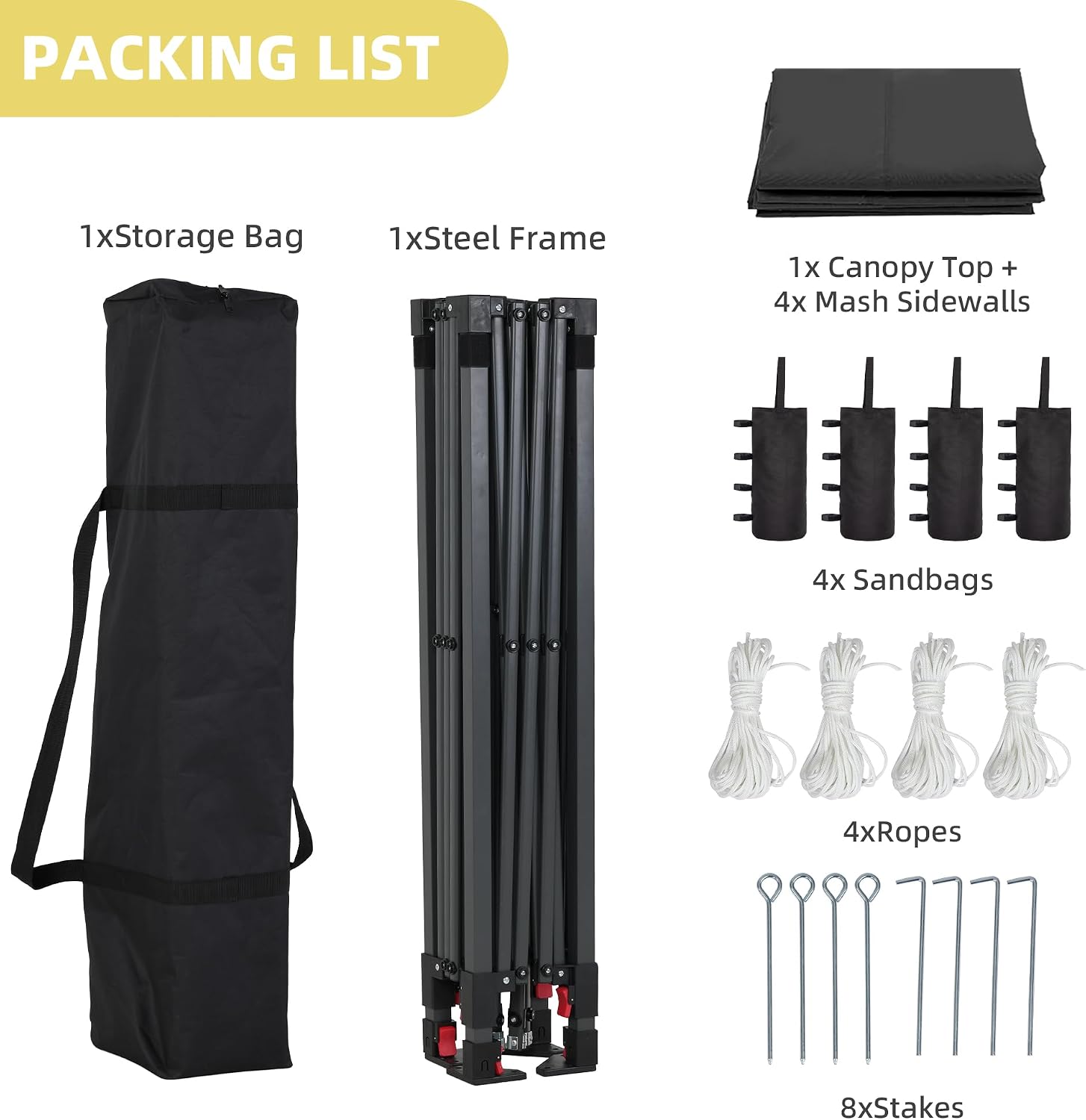 GDY 10x10 Pop up Canopy Tent with Mosquito Netting, Easy up Gazebo for Patio, Camping and Garden, Includes 4 Sandbags, White