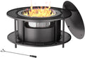 ALAULM 37 Inch Smokeless Fire Pit Tabletop, Stainless Steel Wood Burning Firepit for Outdoor Patio, Includes Weather-Resistant Cover