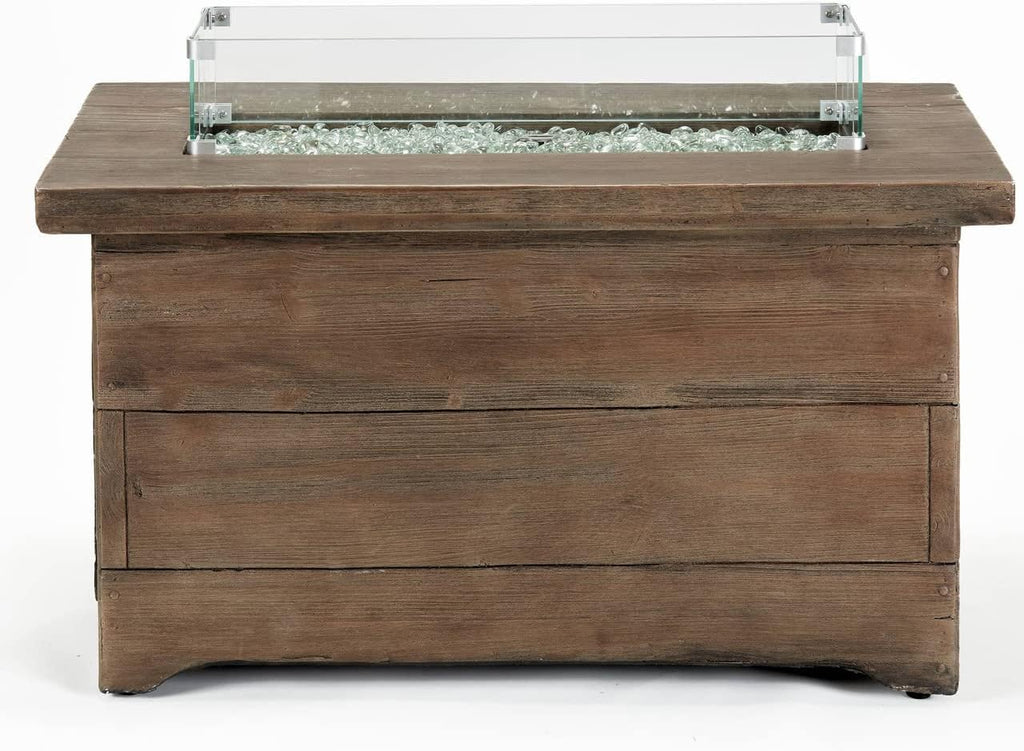Bluegrass Living HF42603 Barnyard Style Propane Fire Pit Table for Patio and Deck Use, MGO Construction, Includes Glass Beads and Protective Cover, 42 Inch x 20 Inch, Gray
