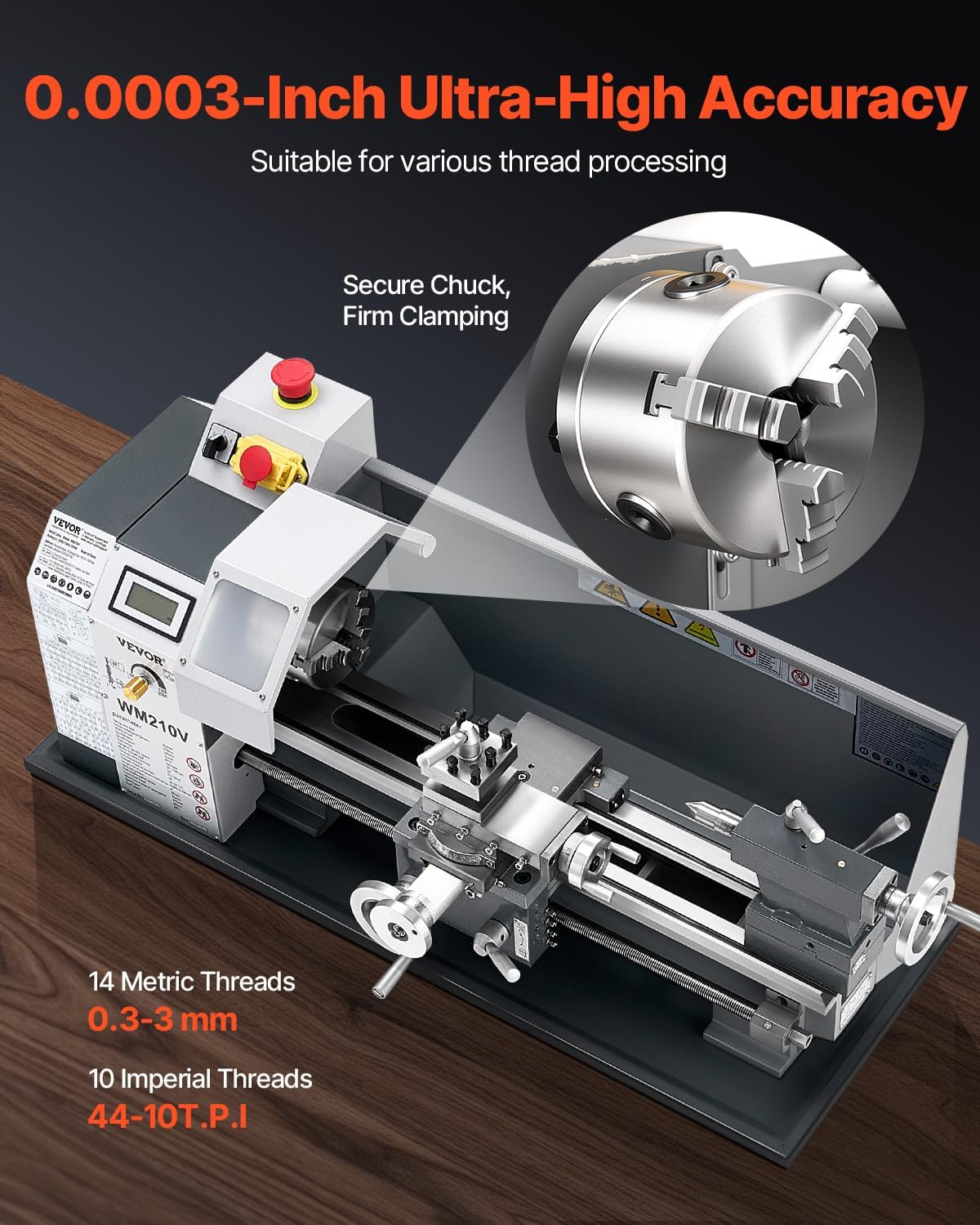 VEVOR High-quality Metal Lathe, 8 x 16 in, 550W Benchtop Lathe Machine, 0-2500 RPM Variable Speed, with 0.0003 in Spindle Accuracy Metal Gear, for Precision Parts Thread Soft Metals Wood