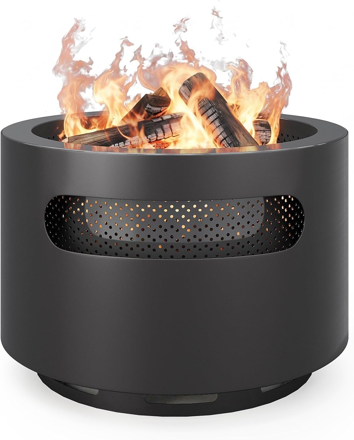 ALAULM 25 Inch Smokeless Fire Pit Tabletop, Stainless Steel Wood Burning Firepit for Outdoor Patio, Includes Weather-Resistant Cover