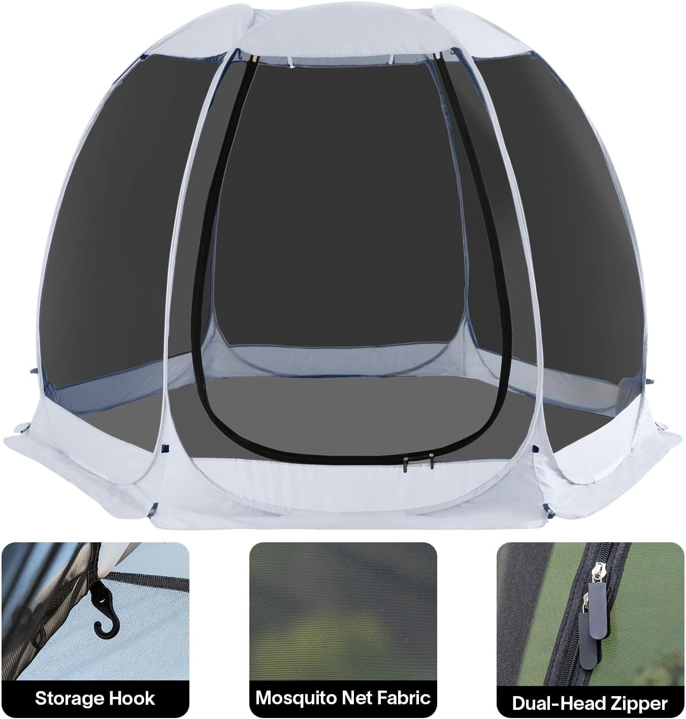 Alvantor 10'x10' Pop Up Screen House Tent, Instant Outdoor Gazebo with Mosquito Netting & UPF 50+ Sun Protection, Portable Canopy Shelter for Patio, Backyard, Camping (4-6 Person),Grey